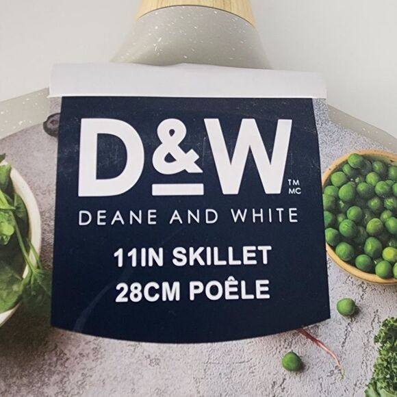 D&W Deane and White Cookware 11in Nonstick Skillet Frying Pan Greige Speckled - Picture 13 of 15